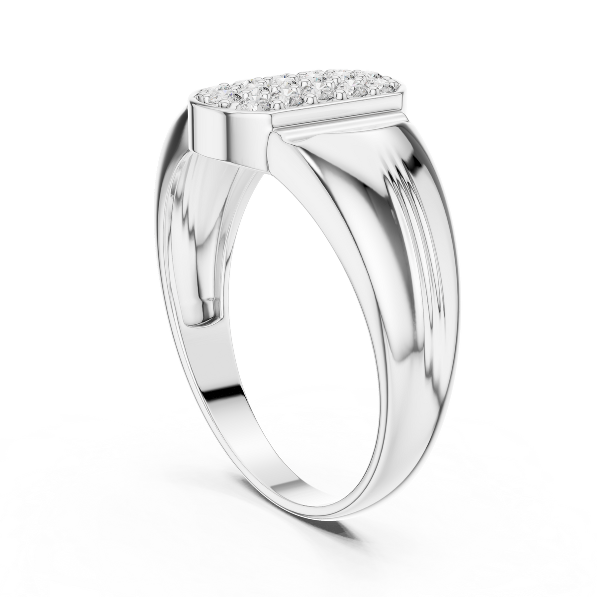 Round Cut Moissanite Diamond Men's Geometric Elongated Medallion Wedding Ring - View 9