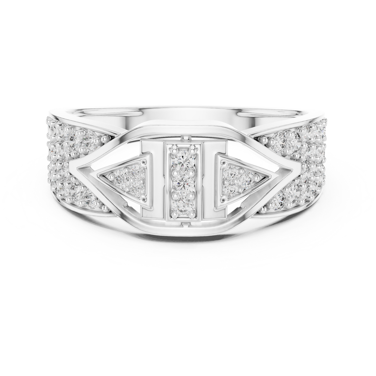 Round Cut Lab Grown Diamond Men's Geometric Arrowhead Statement Band - View 3