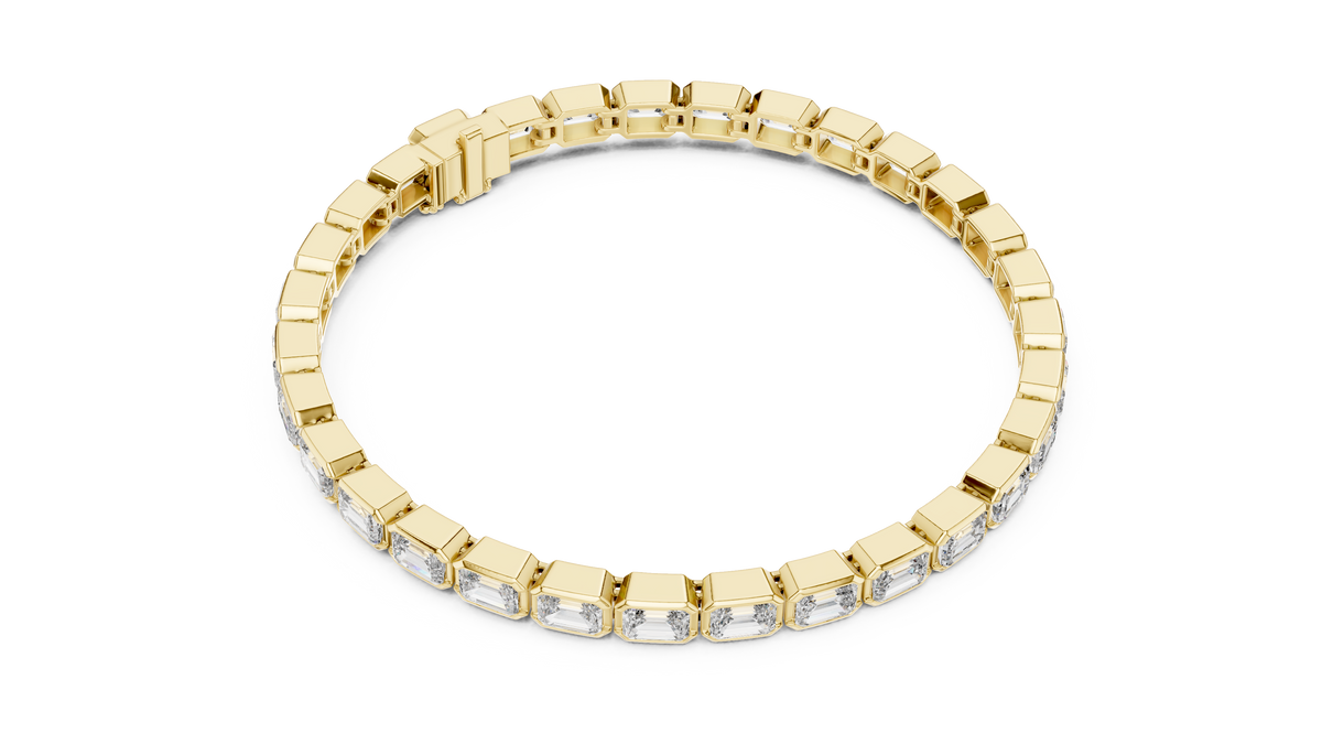 Emerald Cut Lab Diamond Octagonal Link Tennis Bracelet - View 7