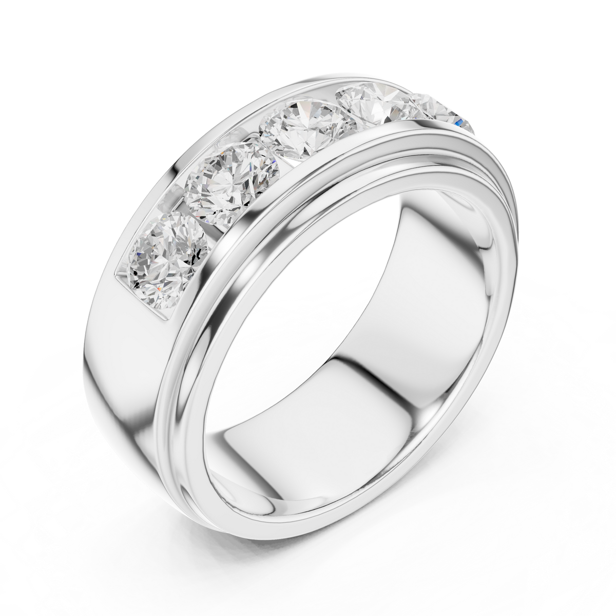 Round Cut Moissanite Diamond Men's Heavy Gold Classic Wedding Ring - View 6