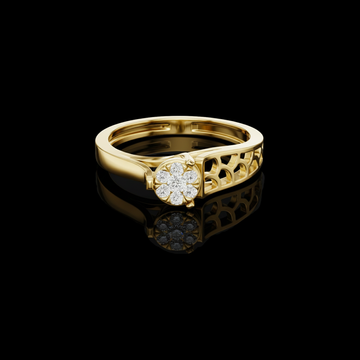Blossom Round Moissanite Diamond Cluster Ring with Intricate Openwork Band