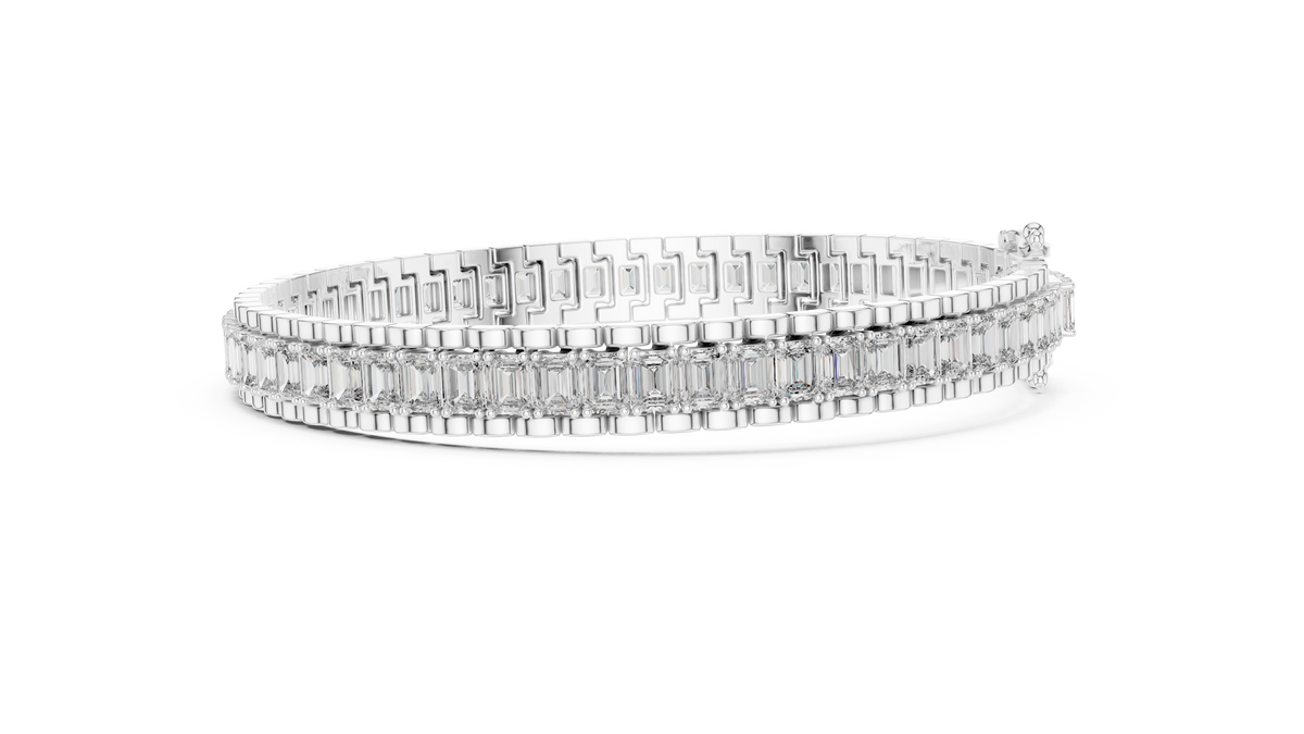 Emerald Cut Moissanite Diamond Inline Tennis Bracelet Sleek Channel Setting - View 6