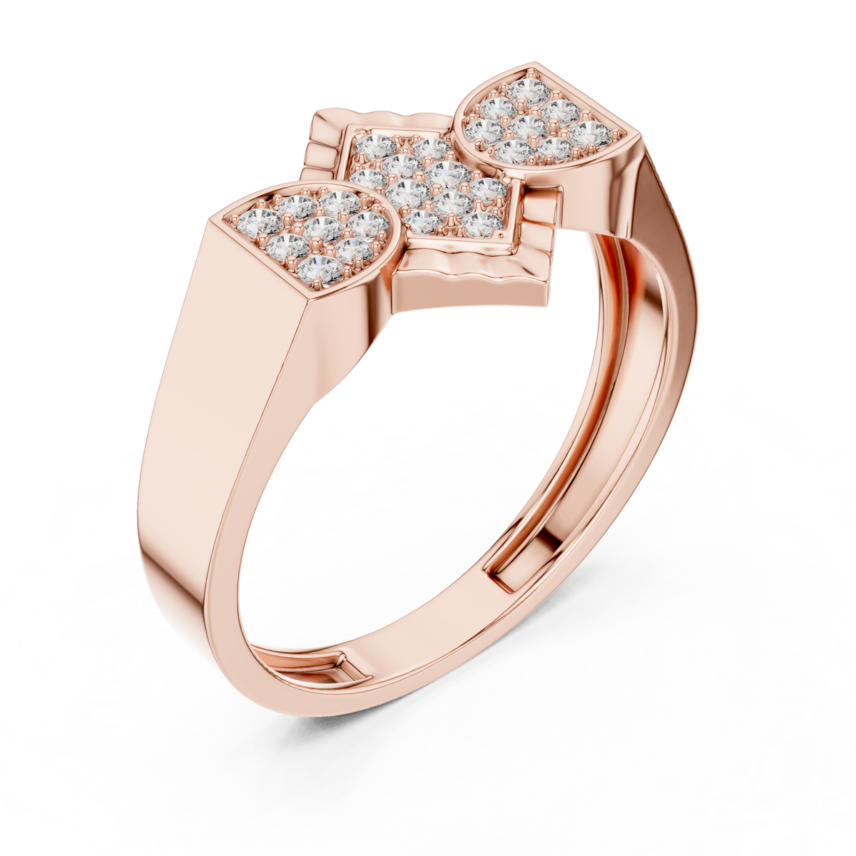 Round Cut Lab Grown Diamond Men's Modern Three Cluster Statement Ring - View 5