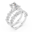 Emerald Cut Lab Grown Diamond Women's Marquise Cluster Bridal Ring Set - View 6