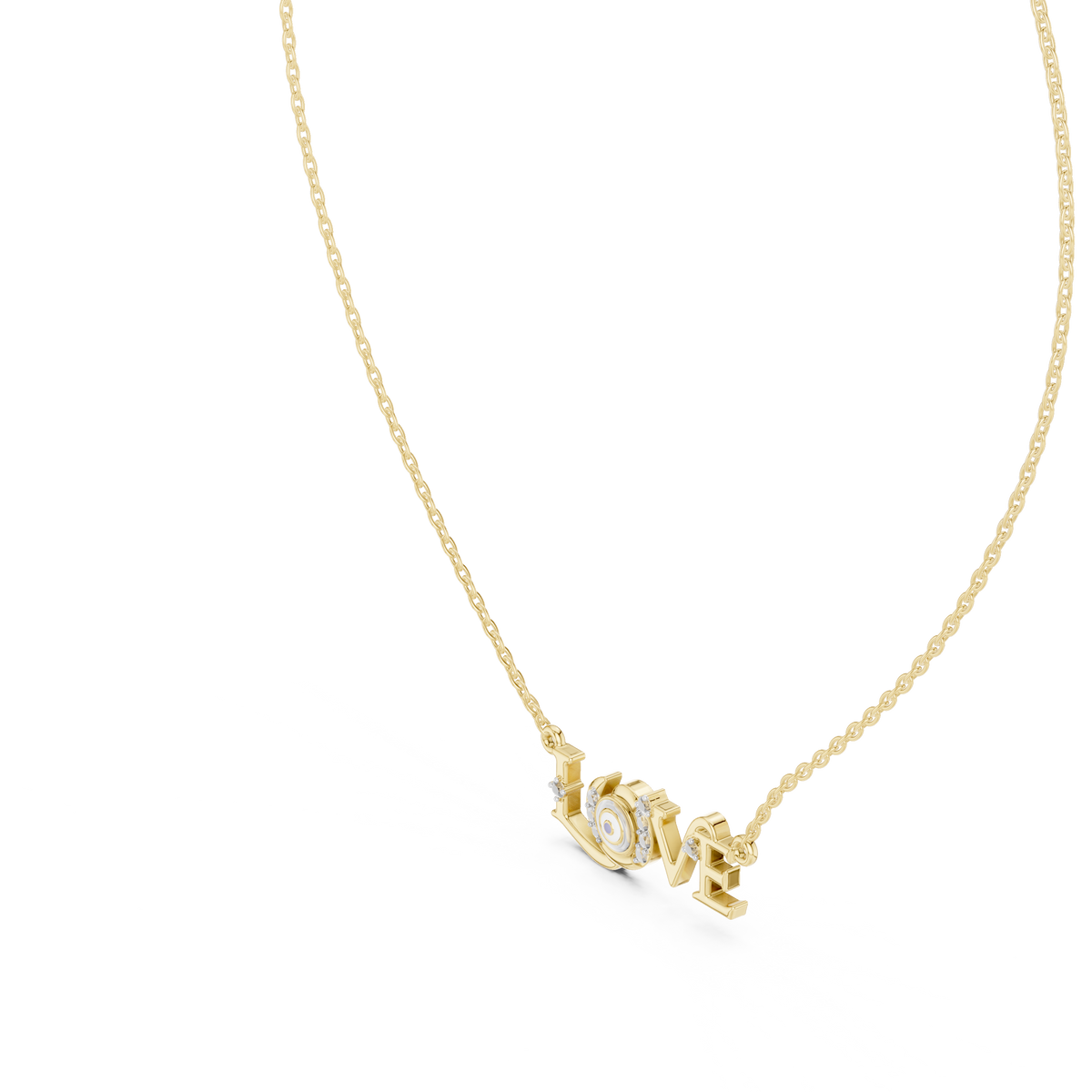 LOVE Alphabet Typography Pendant with Round Lab Grown Diamond - View 10