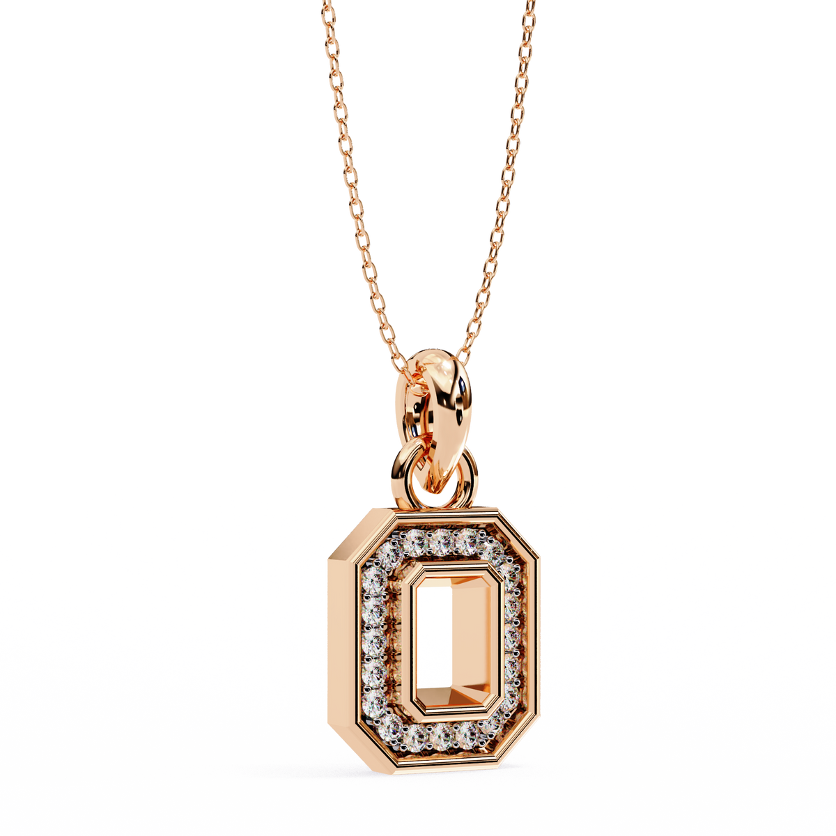 Abstract Cutout Frame Motif Pendant with Round Moissanite Diamond - View 6