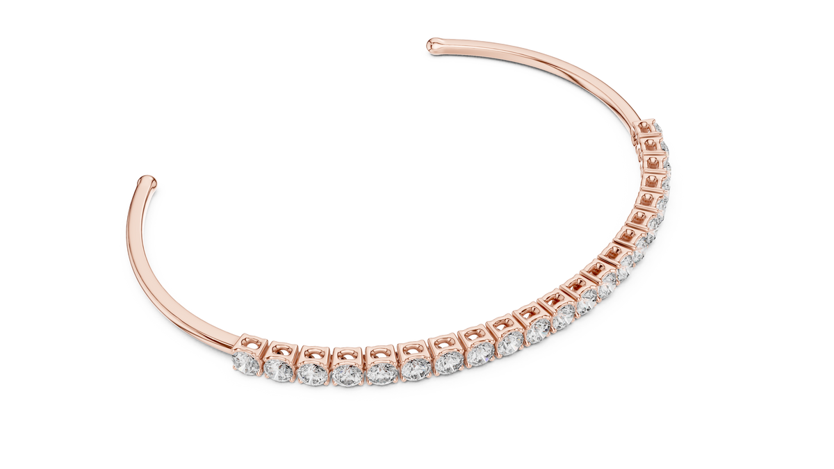 Open Cuff Round Moissanite Diamond Bracelet for Women - View 5