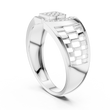 Round Cut Moissanite Diamond Men's Square Cluster & Curved Arc Ring - View 9