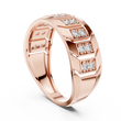 Round Cut Moissanite Diamond Men's Chevron Edge Geometric Statement Ring - View 8