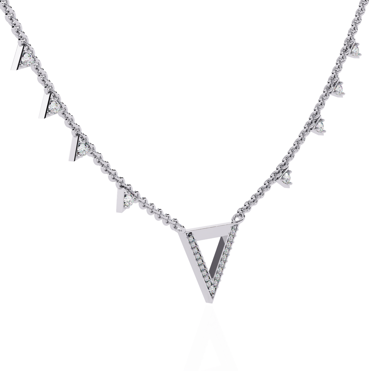 Open Triangle Pave Station Lab Grown Pendant Necklace - View 6
