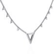 Open Triangle Pave Station Moissanite Pendant Necklace - View 6