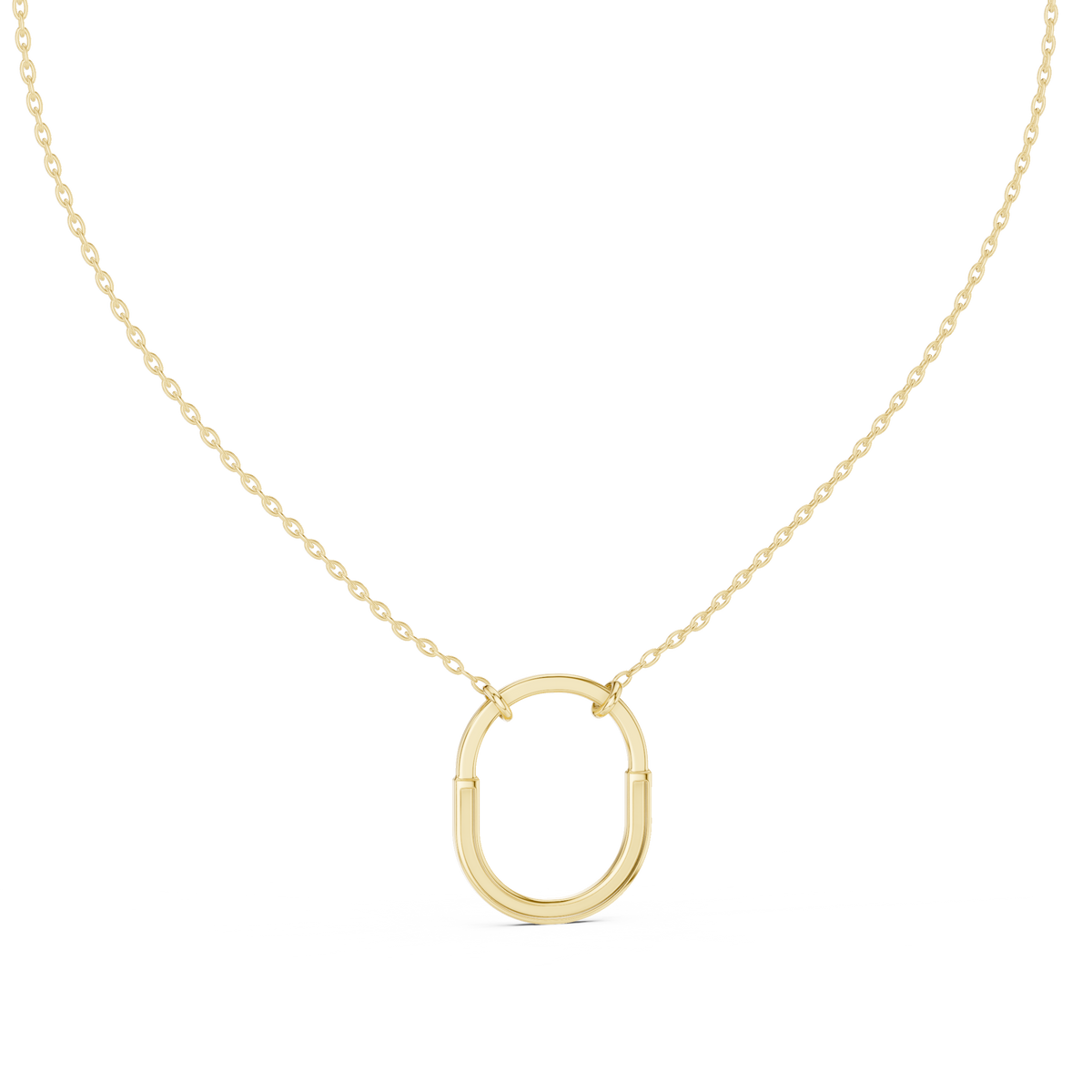 U Shape Hardware Pattern Statement Pendant with Round Moissanite Diamond - View 7