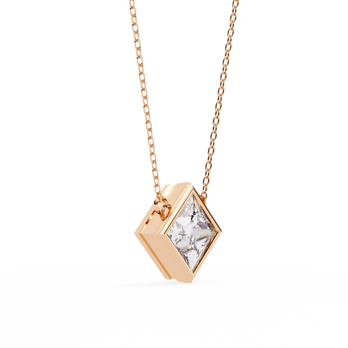 Kite Set Princess Lab Grown Diamond Pendant with Full Bezel Setting - View 6