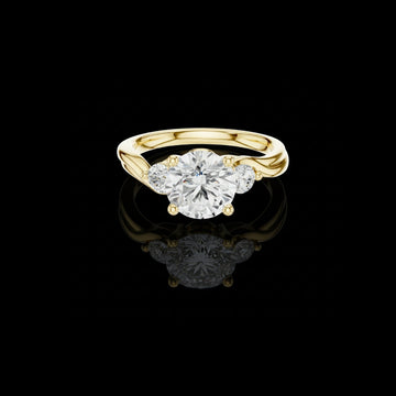 Three Stone Round Cut Lab Diamond Twisted Band Ring
