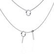 Layered Open Circle Bar Pendant Lab Grown Double Necklace - View 6