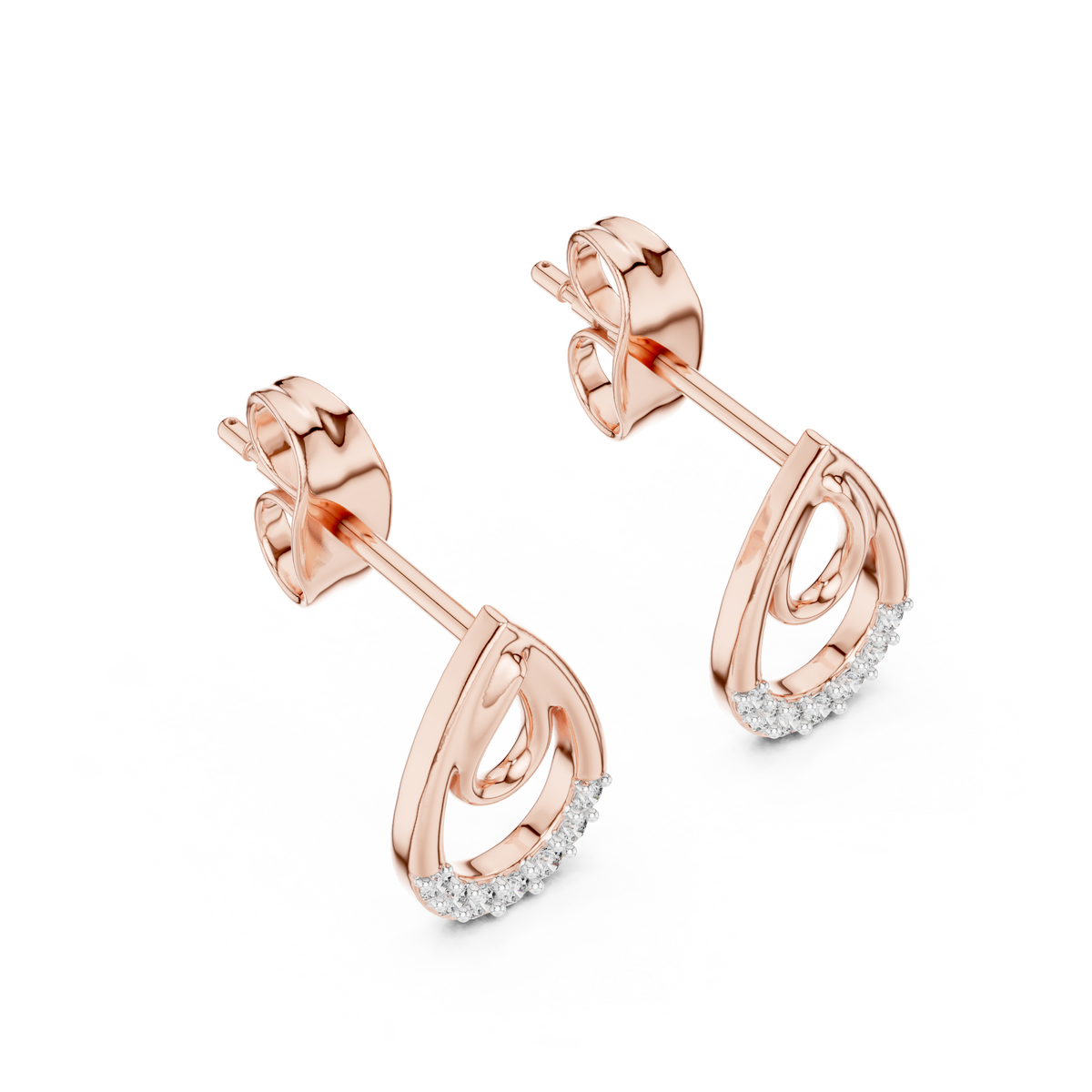 Iconic Loop Round Moissanite Diamond Stud Earrings with Interlinked Teardrop Elegance - View 5