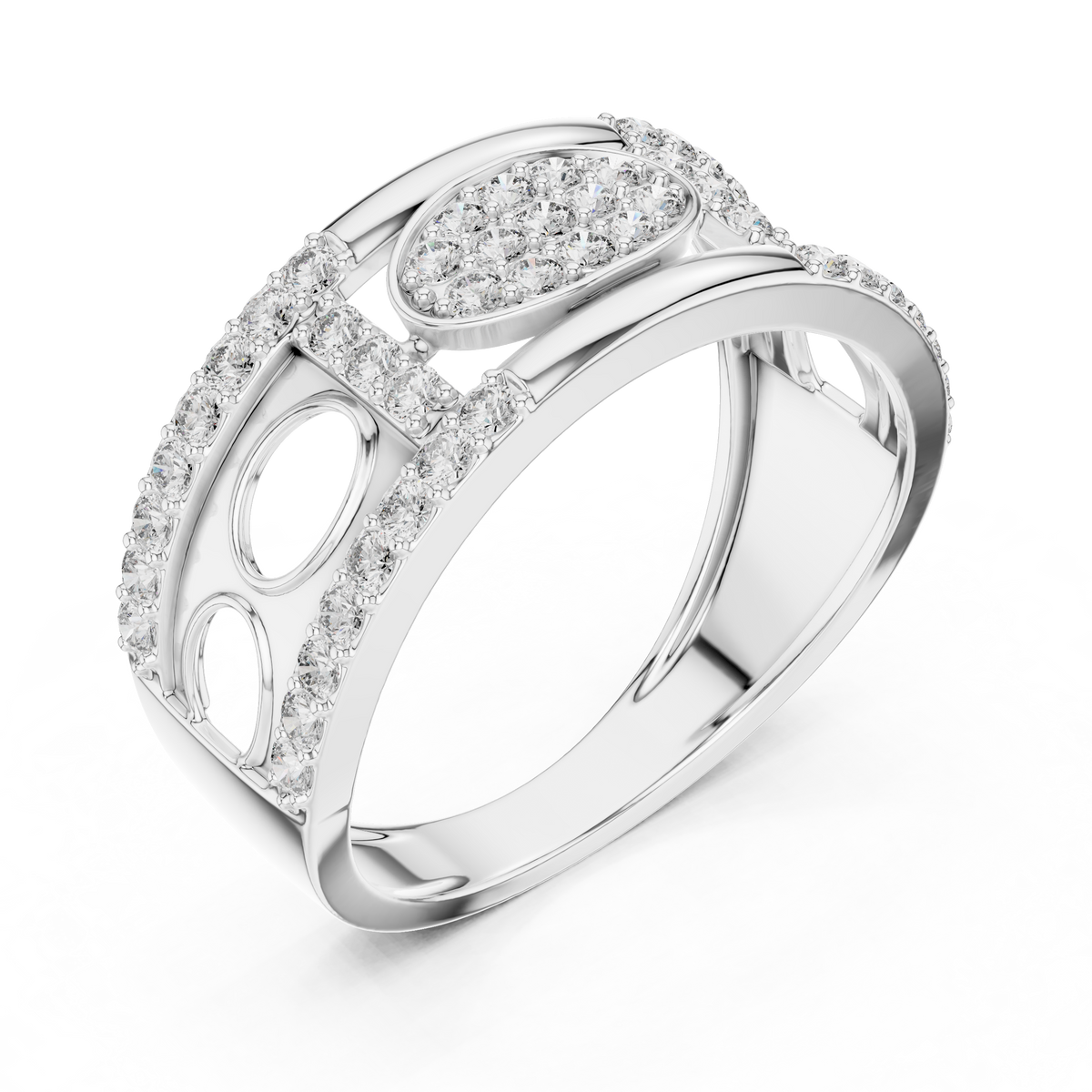 Round Cut Lab Grown Diamond Men's Oval Medallion Openwork Gold Ring - View 6