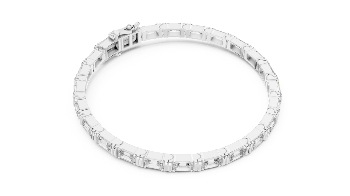 Emerald Cut Lab Diamond Contemporary Tennis Bracelet - View 9