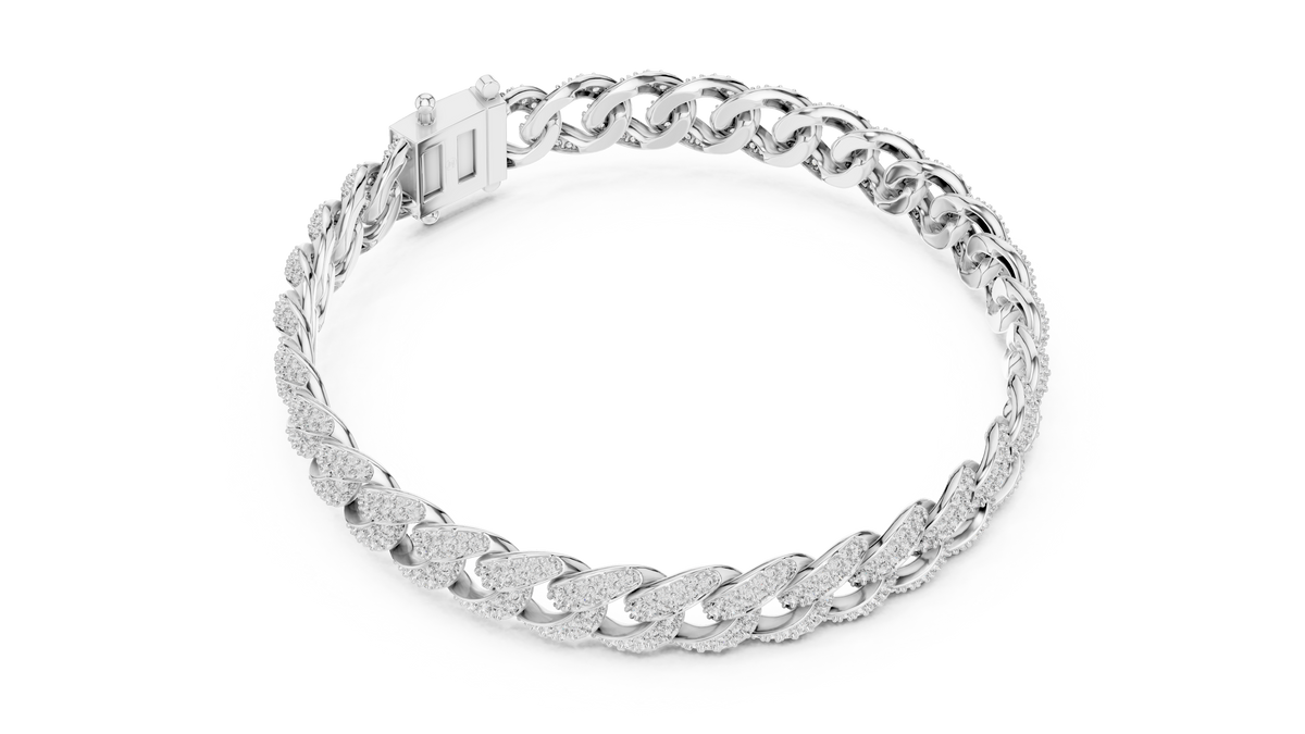Round Cut Lab Diamond Miami Cuban Link Bracelet - View 9