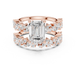Emerald Cut Lab Grown Diamond Women's Marquise Cluster Bridal Ring Set - View 2