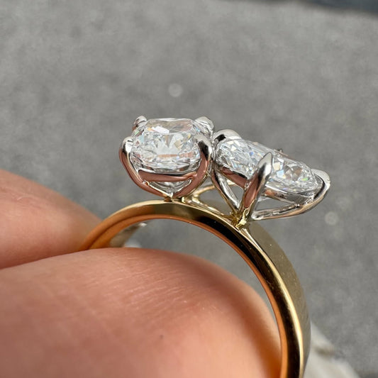 Oval, Pear And Cushion Cut Lab Diamond Engagement Ring - View 2