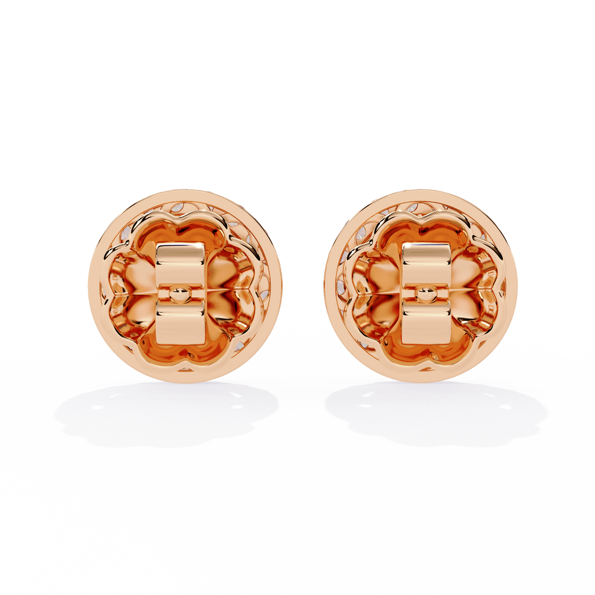 Halo Marquise Lab Diamond Round Cluster Stud Earrings with Pavé Circle Design - View 8