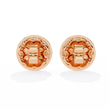 Halo Marquise Moissanite Diamond Round Cluster Stud Earrings with Pavé Circle Design - View 8