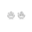 Luna Crest Round Moissanite Diamond Cluster Stud Earrings with Sculpted Crescent Design - View 3