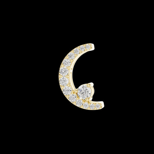 Crescent Moon Pendant with Pave Round Moissanite Diamond