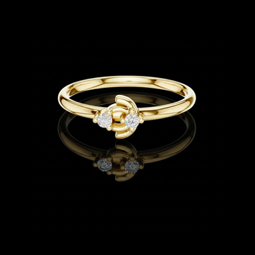 Open Circle Round Cut Lab Diamond Ring with Brilliant Accents