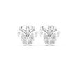 Regal Quartet Round Lab Diamond Stud Earrings with Sculpted Crest Design - View 3