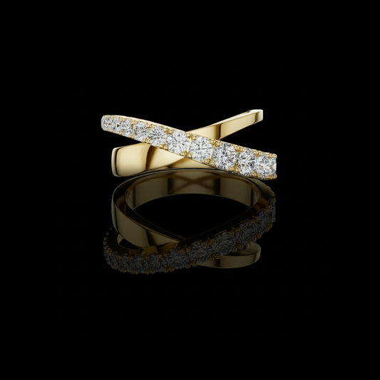 Criss Cross Round Moissanite Diamond Wrap Ring