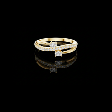 Dual Oval Lab Diamond Crisscross Pave Bypass Ring