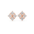 Floral Bloom Lab Diamond Stud Earrings with Round Brilliant Stones - View 2