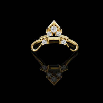 Chevron Crown Ring With Brilliant Round Lab Diamond