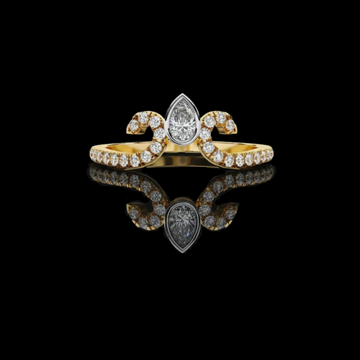 Pear Cut Bezel Moissanite Diamond Open Swirl Pave Wedding Ring