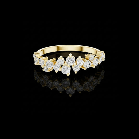 Round & Marquise Cut Moissanite Diamond Crown Wedding Band Ring