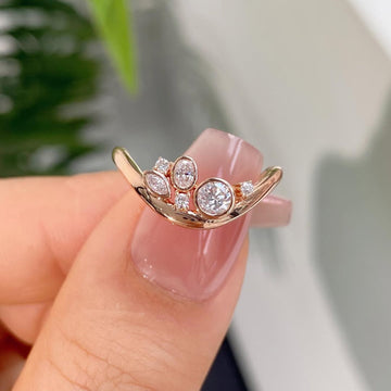 Curved Halo Lab Diamond Wishbone Wedding Band