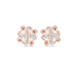 Ornamental Floral Cluster Moissanite Diamond Stud Earrings With Spiral Ribbon Whirl - View 2
