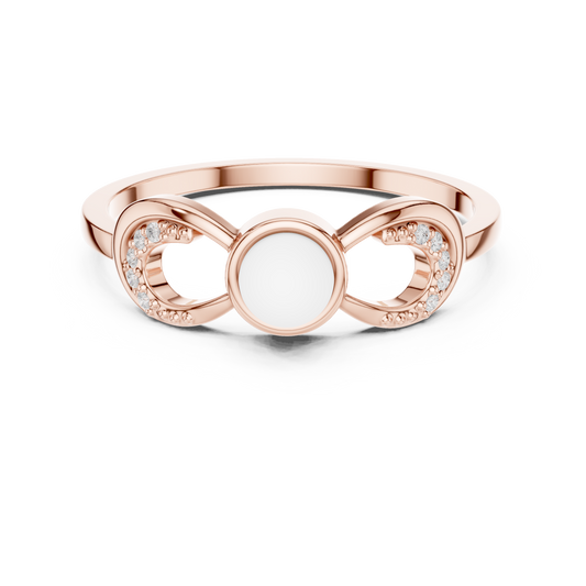 Infinity Pearl Lab Diamond With Pave Engagement Ring - View 2