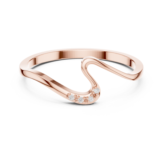 Curved Wave Moissanite Diamond Wedding Band - View 2