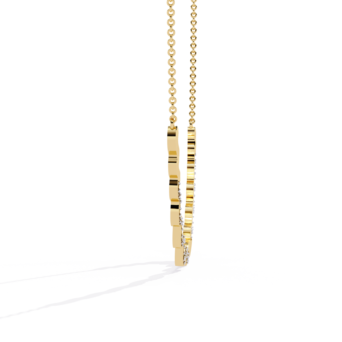 Curved Wave Bar Lab Grown Diamond Pave Necklace - View 5