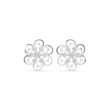 Floral Filigree Swirl Round Brilliant Cut Lab Diamond Stud Earrings Openwork Cluster - View 3