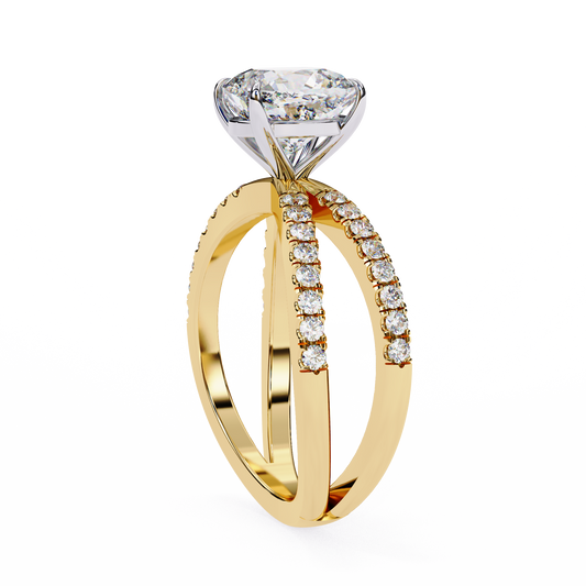 Split Shank Pave Cushion Lab Diamond Engagement Ring - View 2