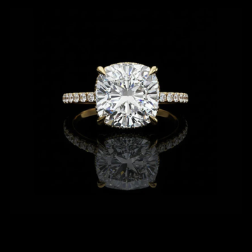 Cushion Cut Lab Diamond Engagement Ring With Pave band