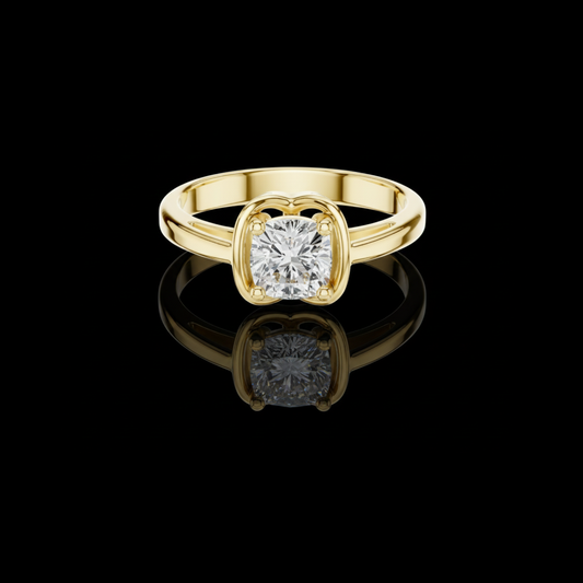 Cushion Cut Bezel Set Moissanite Diamond Solitaire Engagement Ring
