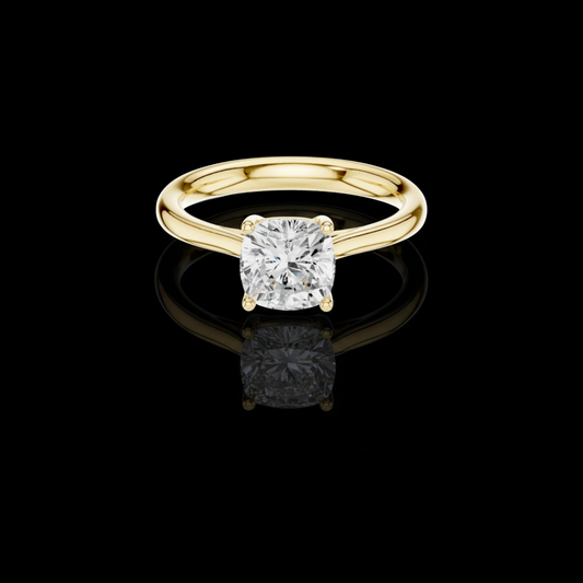 Cushion Cut Lab Diamond Solitaire Ring With Four Prong