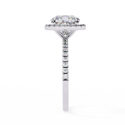 Cushion Cut Diamond Hidden Halo Moissanite Diamond Ring - View 2