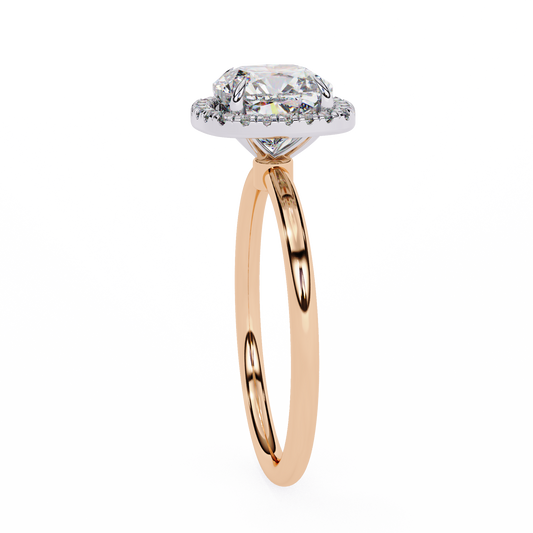Cushion Cut Halo Moissanite Diamond With Cathedral Setting Ring - View 2