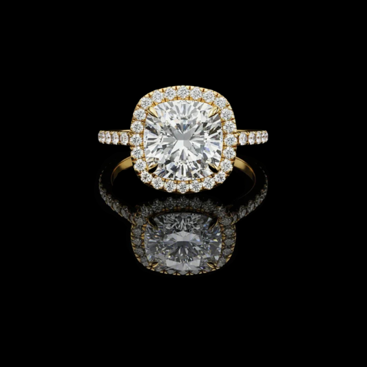 Cushion Cut Diamond Hidden Halo Lab Diamond Ring